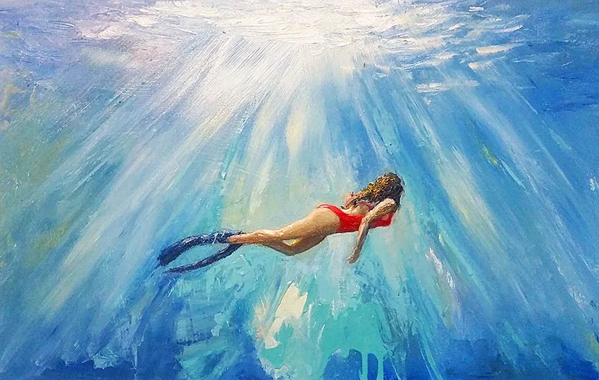 Blue Dive-Figurative-Artwork-Neale-Joseph-Australia