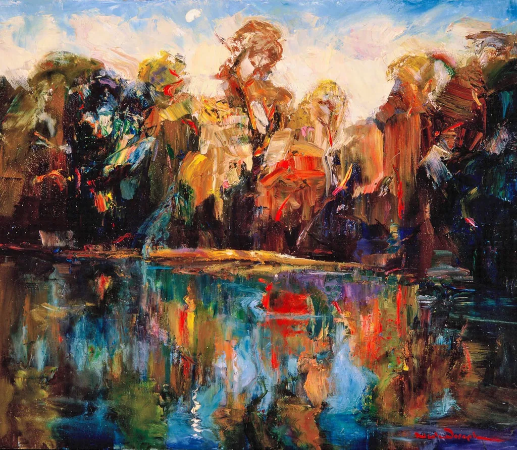 Moon Rise Reflections-Landscapes-Artwork-Neale-Joseph-Australia