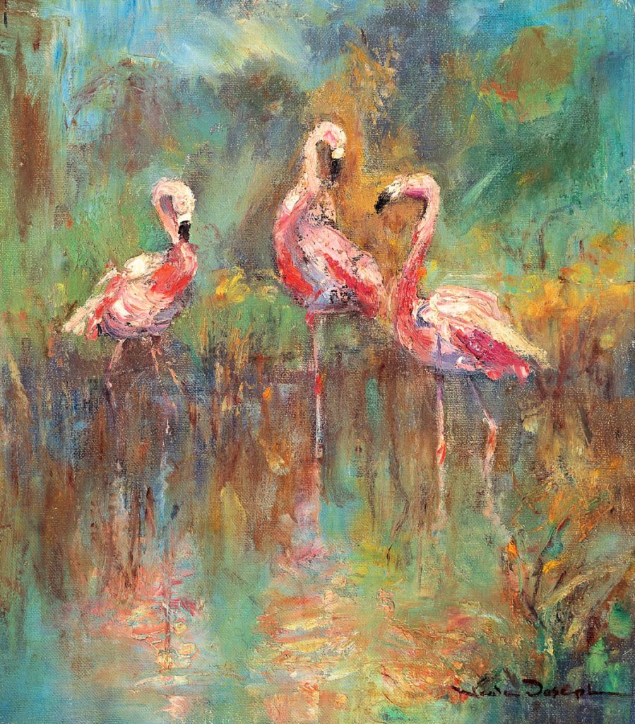 Pink Flamingoes-Pond-Artwork-Neale-Joseph-Australia